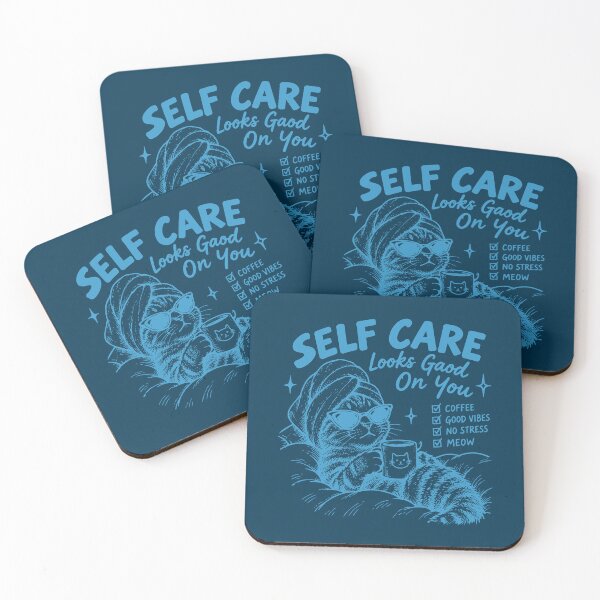 Item preview, Self Care Cat Tee - Good Vibes designed and sold by awesome-loob.