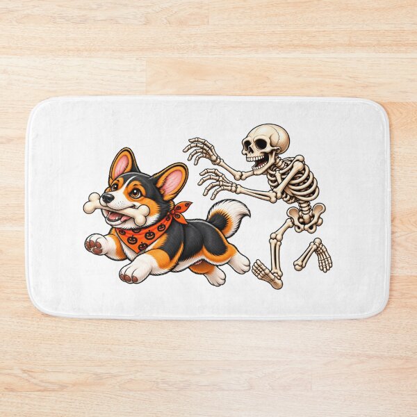 Item preview, Corgi Dog Stealing Bone from Skeleton Halloween Costume designed and sold by 76Valeria.