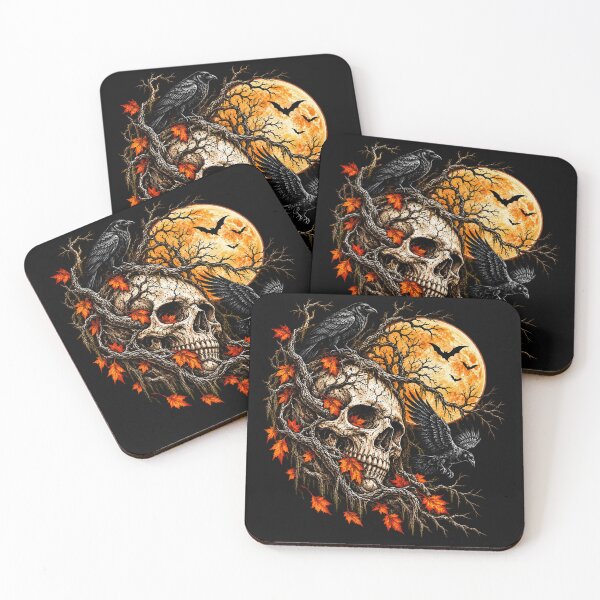 Item preview, Raven Skull Under the Harvest Moon – Gothic Halloween & Dark Autumn Art designed and sold by JanuszJarowicz.