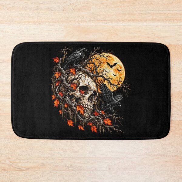 Item preview, Raven Skull Under the Harvest Moon – Gothic Halloween & Dark Autumn Art designed and sold by JanuszJarowicz.