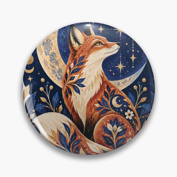Item preview, Celestial Fox and Moon Floral Night Design designed and sold by Gold Turtle Lina.