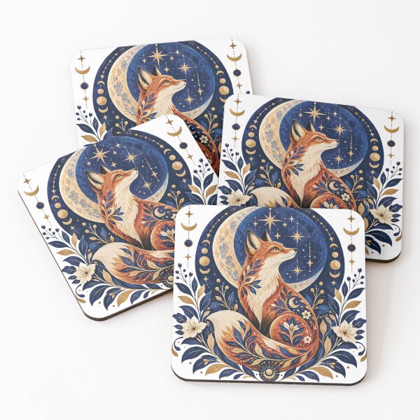 Item preview, Celestial Fox and Moon Floral Night Design designed and sold by Gold Turtle  Lina.