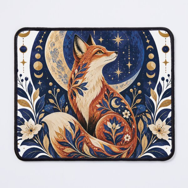 Item preview, Celestial Fox and Moon Floral Night Design designed and sold by Gold Turtle Lina.