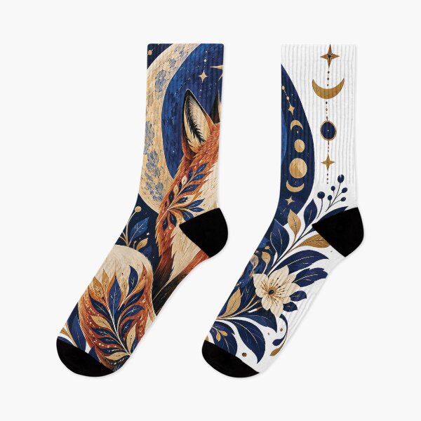 Item preview, Celestial Fox and Moon Floral Night Design designed and sold by Gold Turtle  Lina.