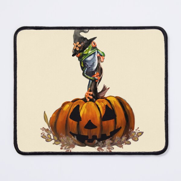 Item preview, Witchy Frog on Jack O’Lantern – Cute Halloween Pumpkin Art designed and sold by ArtistsAtticWI.
