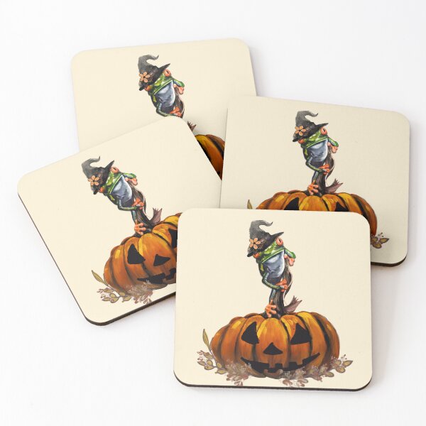 Item preview, Witchy Frog on Jack O’Lantern – Cute Halloween Pumpkin Art designed and sold by ArtistsAtticWI.