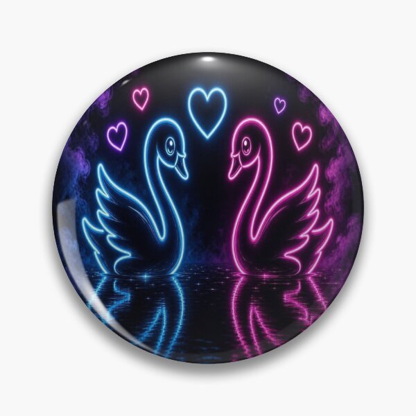 Item preview, Neon Swans Cyberpunk Love Art designed and sold by Breezes-of-Ida.