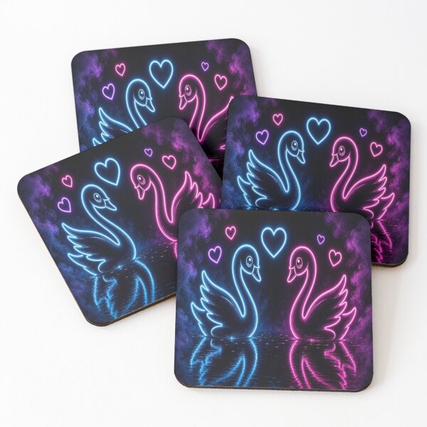 Item preview, Neon Swans Cyberpunk Love Art designed and sold by Breezes-of-Ida.