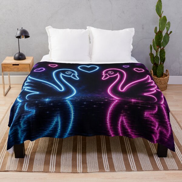 Item preview, Neon Swans Cyberpunk Love Art designed and sold by Breezes-of-Ida.