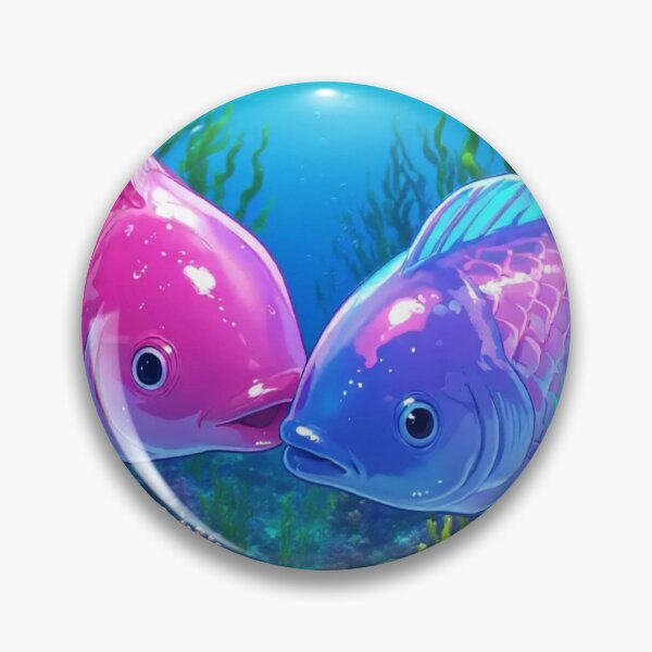Item preview, Vibrant Coral Reef Fish Couple – Pink and Blue Underwater Art Illustration designed and sold by BLUESKY11a.