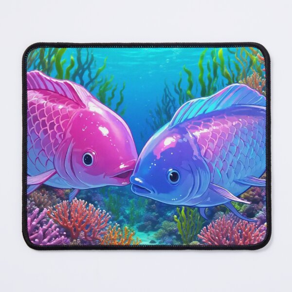 Item preview, Vibrant Coral Reef Fish Couple – Pink and Blue Underwater Art Illustration designed and sold by BLUESKY11a.