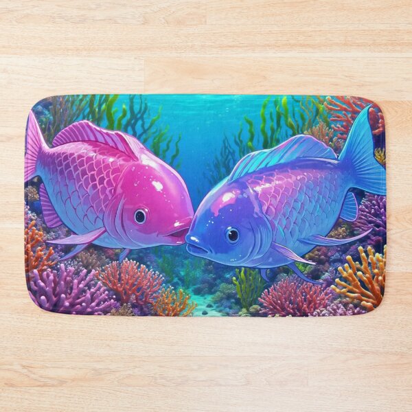 Item preview, Vibrant Coral Reef Fish Couple – Pink and Blue Underwater Art Illustration designed and sold by BLUESKY11a.