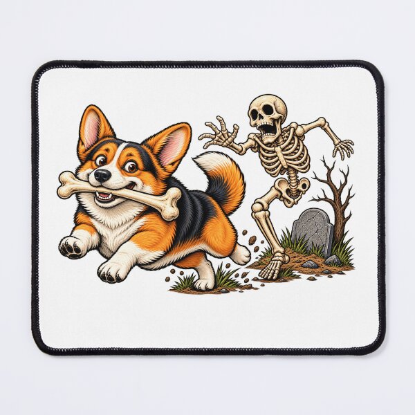 Item preview, Corgi Dog Stealing Bone from Skeleton Halloween Costume designed and sold by 76Valeria.