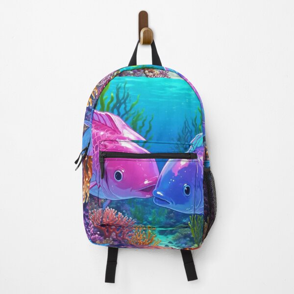 Item preview, Vibrant Coral Reef Fish Couple – Pink and Blue Underwater Art Illustration designed and sold by BLUESKY11a.