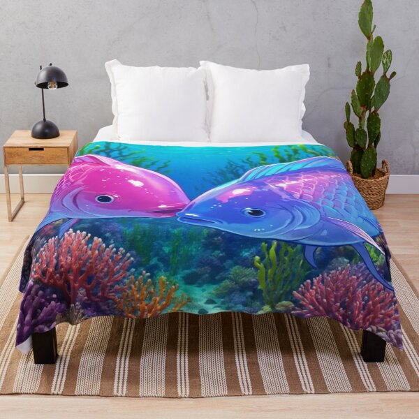 Item preview, Vibrant Coral Reef Fish Couple – Pink and Blue Underwater Art Illustration designed and sold by BLUESKY11a.