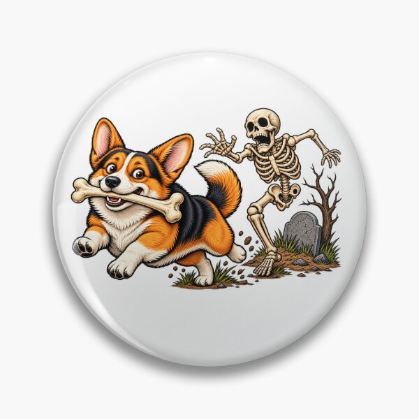 Item preview, Corgi Dog Stealing Bone from Skeleton Halloween Costume designed and sold by 76Valeria.