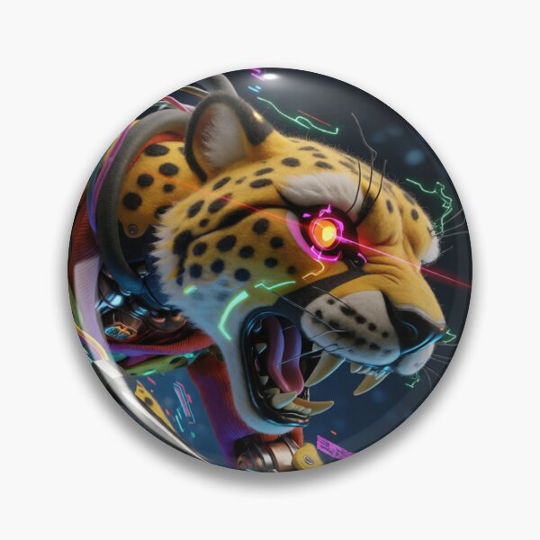 Item preview, Steel Paws Leaping Through the Neon Night designed and sold by SabaMirzique.