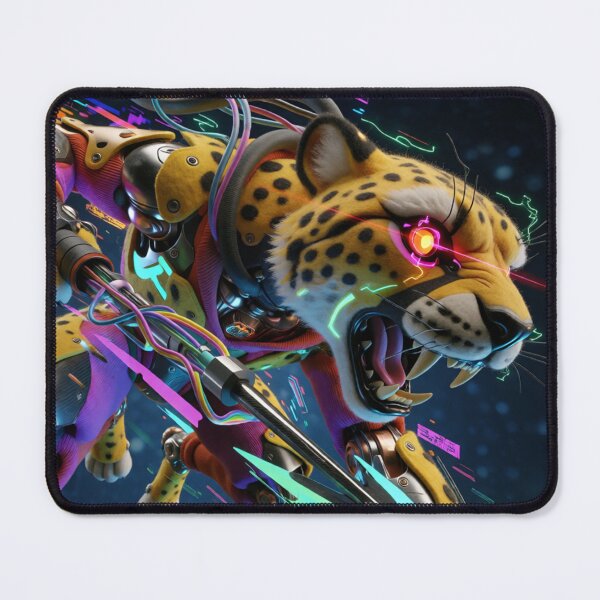 Item preview, Steel Paws Leaping Through the Neon Night designed and sold by SabaMirzique.