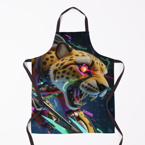Item preview, Steel Paws Leaping Through the Neon Night designed and sold by SabaMirzique.