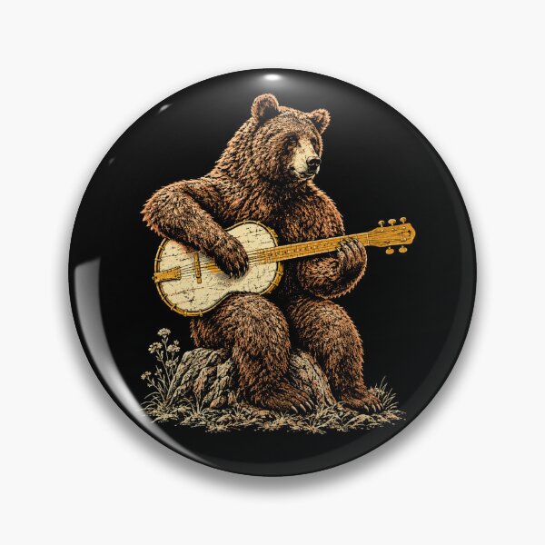 Item preview, Vintage Bear Playing Banjo Retro Musician Nature designed and sold by Moizento.