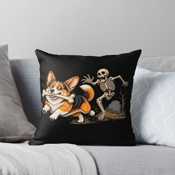 Item preview, Corgi Dog Stealing Bone from Skeleton Halloween Costume designed and sold by 76Valeria.