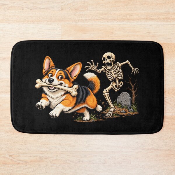 Item preview, Corgi Dog Stealing Bone from Skeleton Halloween Costume designed and sold by 76Valeria.