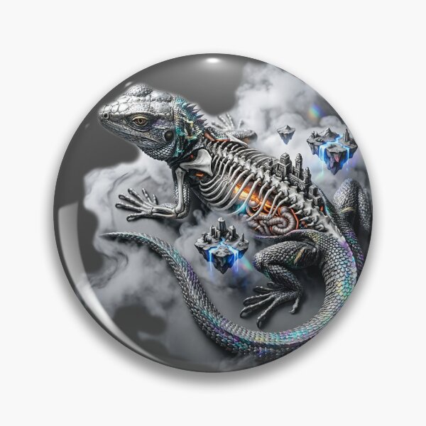 Item preview, A metallic iguana in a vortex of quantum nebulae designed and sold by KunstGeist.