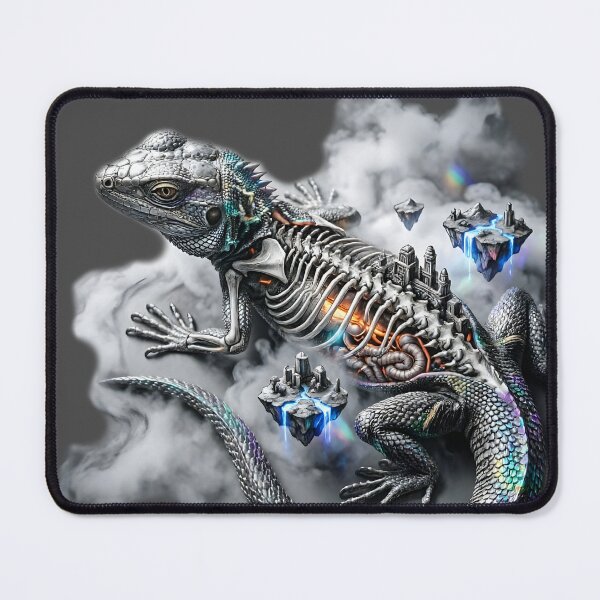 Item preview, A metallic iguana in a vortex of quantum nebulae designed and sold by KunstGeist.
