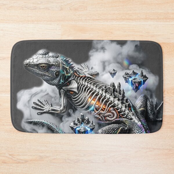 Item preview, A metallic iguana in a vortex of quantum nebulae designed and sold by KunstGeist.