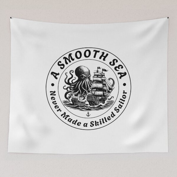 Item preview, A Smooth Sea Never Made a Skilled Sailor Vintage Nautical Octopus Ship Motivational Maritime Quote designed and sold by HYPNK.