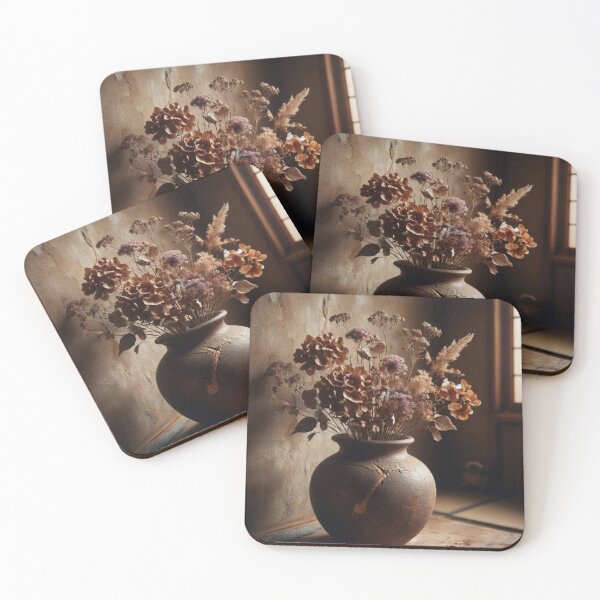 Item preview, Wabi Sabi Kintsugi Vase Dried Floral Still Life Art designed and sold by ShieldRockPrints.
