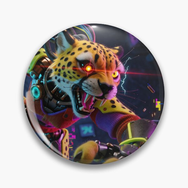 Item preview, Steel Paws Leaping Through the Neon Night (V2) designed and sold by SabaMirzique.