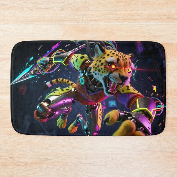 Item preview, Steel Paws Leaping Through the Neon Night (V2) designed and sold by SabaMirzique.