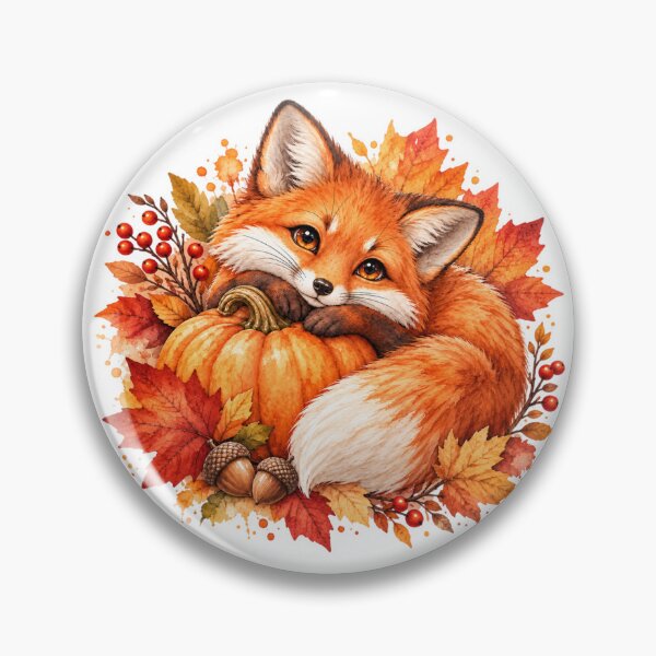 Item preview, Cute Autumn Fox Hugging Pumpkin Watercolor Art designed and sold by GusiaTreasures.