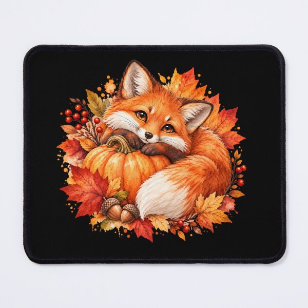Item preview, Cute Autumn Fox Hugging Pumpkin Watercolor Art designed and sold by GusiaTreasures.