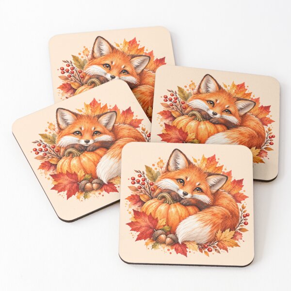 Item preview, Cute Autumn Fox Hugging Pumpkin Watercolor Art designed and sold by GusiaTreasures.