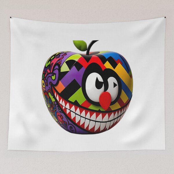 Item preview, Cartoon Frenzy Pop-Art Apple With A Shark Grin designed and sold by IdealiftsArt.