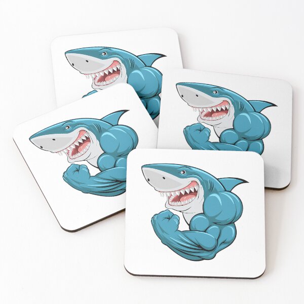 Item preview, Muscular Strong Shark Gym Muscles Funny Meme designed and sold by IdealiftsArt.