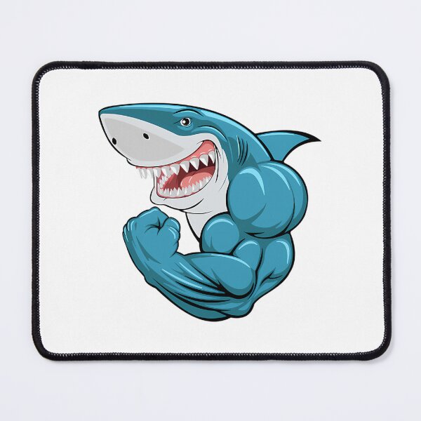 Item preview, Muscular Strong Shark Gym Muscles Funny Meme designed and sold by IdealiftsArt.