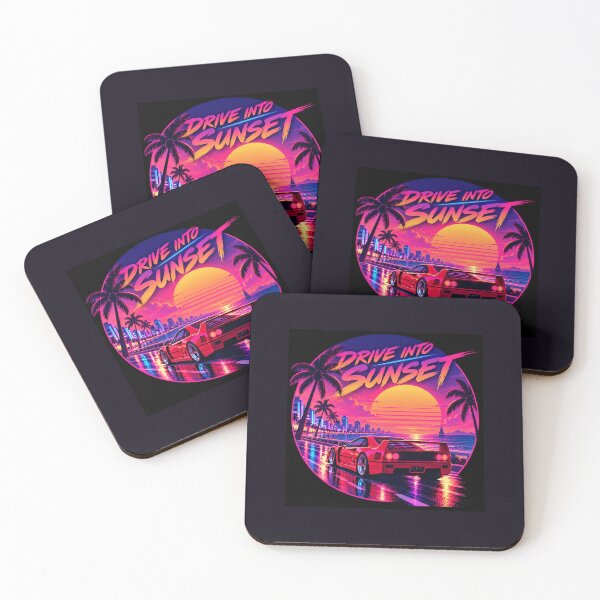 Item preview, Drive Into Sunset Retrowave Car designed and sold by SystemDreams00.