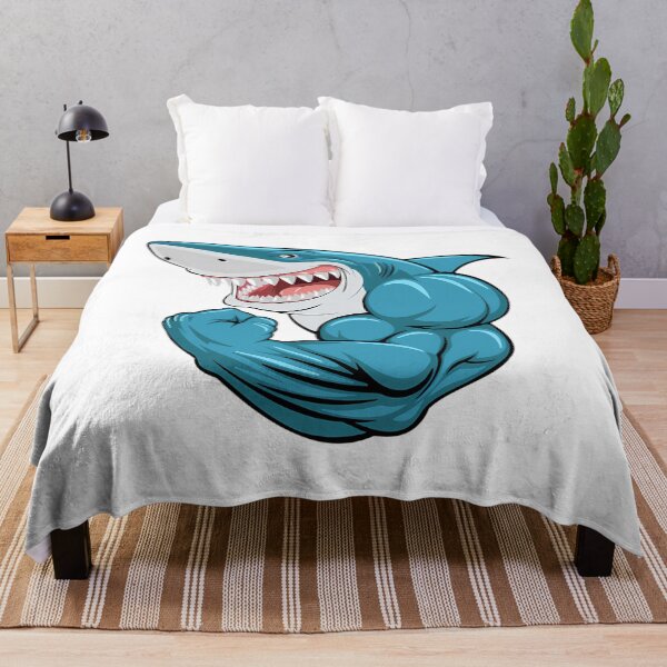 Item preview, Muscular Strong Shark Gym Muscles Funny Meme designed and sold by IdealiftsArt.
