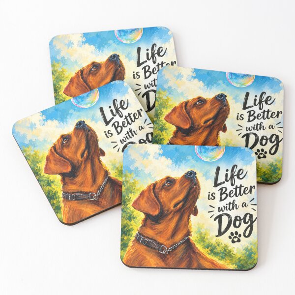 Item preview, Life Is Better With A Dog – Red Fox Labrador Retriever Art Print designed and sold by Evelashop.