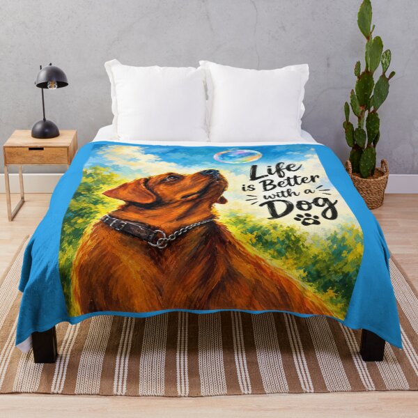 Item preview, Life Is Better With A Dog – Red Fox Labrador Retriever Art Print designed and sold by Evelashop.