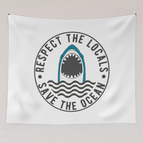 Item preview, Vintage Surf Sticker Respect The Locals Shark designed and sold by IdealiftsArt.