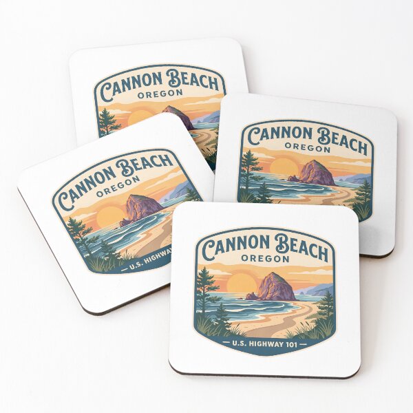 Item preview, Cannon Beach Oregon Vintage Haystack Rock Highway 101 Coastal Art designed and sold by LittleArij.