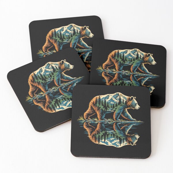 Item preview, Retro Bear Mountain Wilderness Reflection Nature Adventure designed and sold by Moizento.