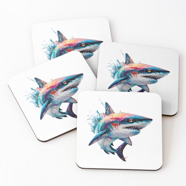 Item preview, Abstract Splash Shark Sticker - Vibrant Ocean Predator Art designed and sold by IdealiftsArt.