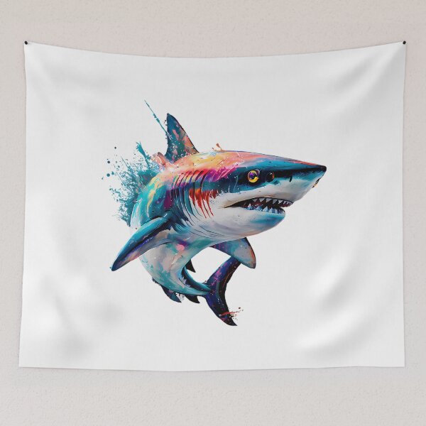 Item preview, Abstract Splash Shark Sticker - Vibrant Ocean Predator Art designed and sold by IdealiftsArt.