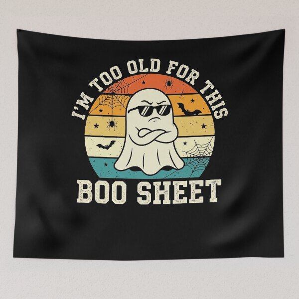 Item preview, Retro Cool Ghost Sunset Too Old For This Boo Sheet designed and sold by MizoX7.