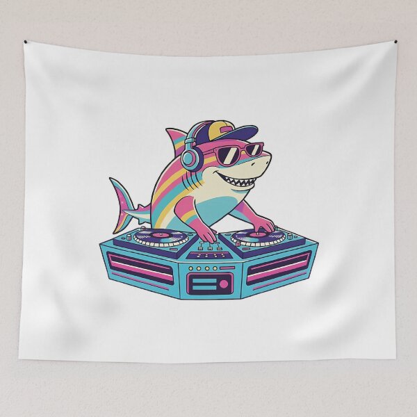 Item preview, Retro Pop Dj Shark - Funky Music Illustration designed and sold by IdealiftsArt.